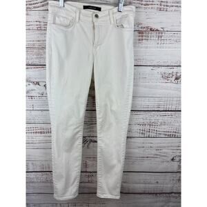 Womens J Brand White Denim Jeans Skinny Cropped Rail Ankle Casual Stretch Sz 28